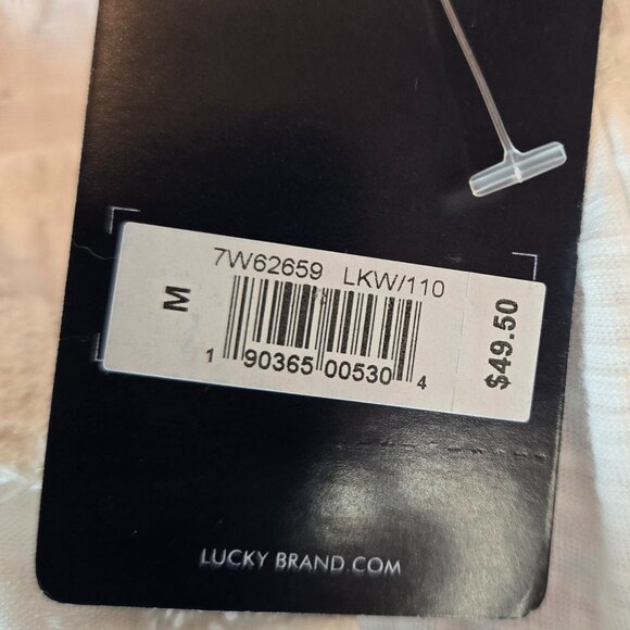 LUCKY BRAND Women's Sleeveless Sheer Top Crochet Accent Shirt Sz: M White - Picture 10 of 10